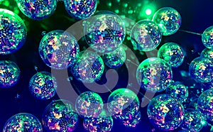 Blue shiny disco balls background