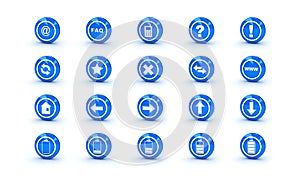 Blue shiny gloss icons for web design