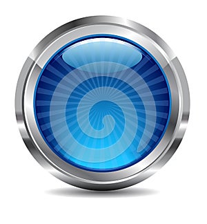 Blue Shiny Button Icon, Vector Design