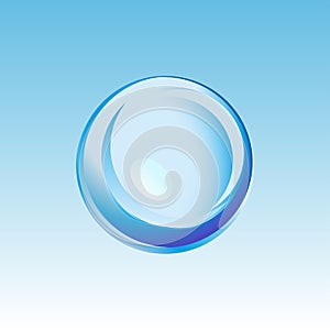 Blue shiny water drop in blue. Vector illustration