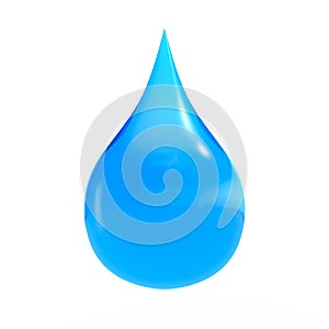 Blue shiny water drop 3D rendering