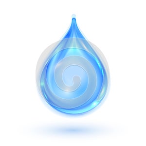 Blue shiny water drop. Vector illustration