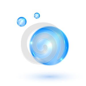 Blue shiny water drop. Vector illustration