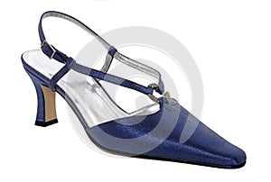 Blue shiny woman shoes