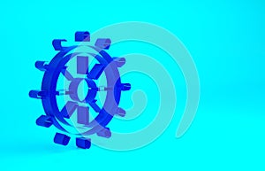 Blue Ship steering wheel icon isolated on blue background. Minimalism concept. 3d illustration 3D render