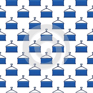 Blue Shipping Container vector Delivery modern seamless pattern