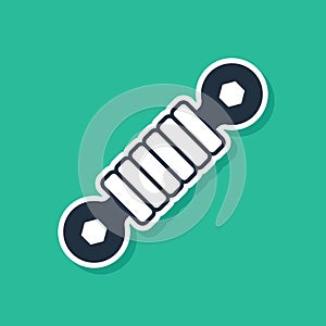 Blue Shock absorber icon isolated on green background. Vector