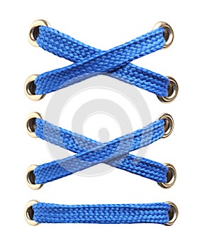 Blue shoe laces isolated on white