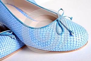 Blue shoe on white background