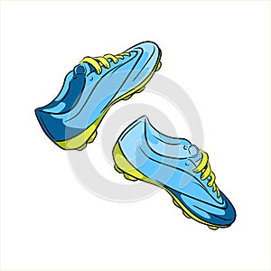 Blue shoes football vector illustration on wthite background