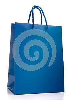 Blue shopping bag isolated