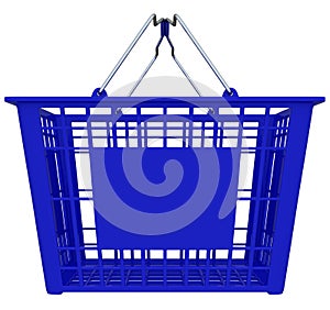 Blue Shopping Basket Isolated on White