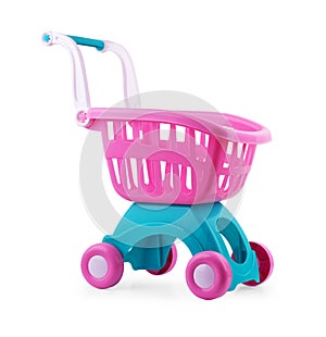 Blue shopping basket on white background