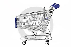 Blue Shopping Cart Isolated On White