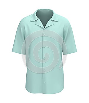 Blue short sleeve camp shirt mockup