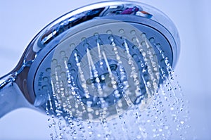 Blue shower head