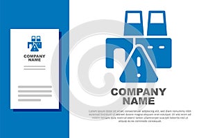 Blue Shutdown of factory icon isolated on white background. Industrial building. Logo design template element. Vector