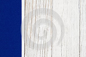 Blue sidebar on weathered wood background photo