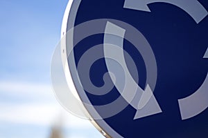 Round blue circle roundabout arrow clockwise