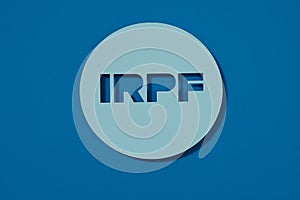 blue sign with the spanish acronym IRPF photo