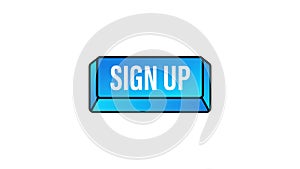 Blue sign up button in modern style. Business Motion graphics icon. Arrow icon 4k