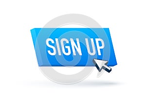 Blue sign up button in modern style. Business vector icon. Arrow icon.