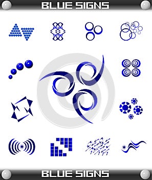 Blue Signs Set Vector, Easily Editable.