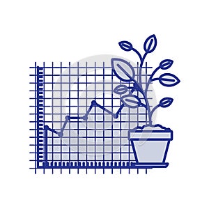 Blue silhouette of growing and financial risk graphic