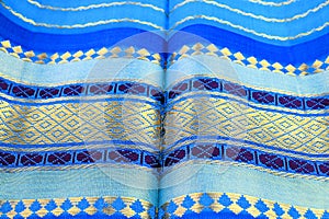 Blue silk sari background