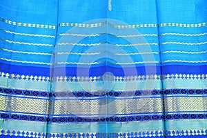 Blue silk sari background