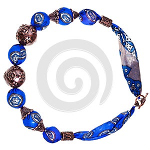 Blue silk women necklace