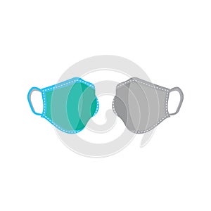 Blue and silver antiviral medical respiratory protection face mask coronavirus covid-19 prevention.