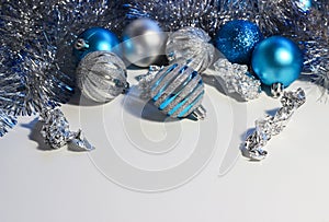 Blue and silver Christmas ball