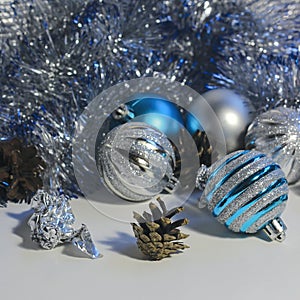 Blue and silver Christmas ball