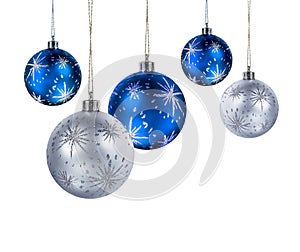 Blue silver christmas balls