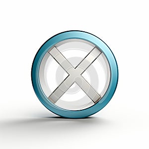 a blue and silver cross symbol on a white background