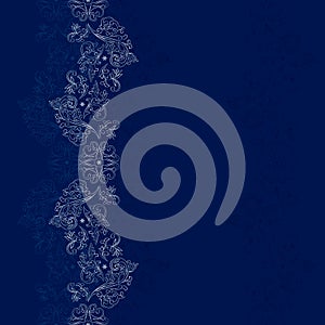 Blue silver floral vintage seamless pattern