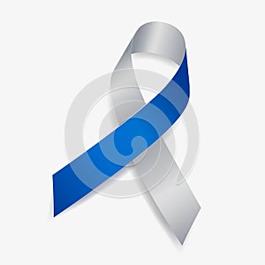 Blue and silver ribbon awareness Brachial Plexus Injuries, Fetal Alcohol Spectrum Disorders, Fetal Alcohol Syndrome photo