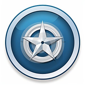 a blue and silver star icon on a white background