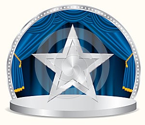 blue silver star podium