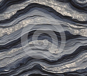 Blue and Silver Wave Pattern Abstract Marble Texture Background