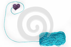 Blue skein with crochet heart