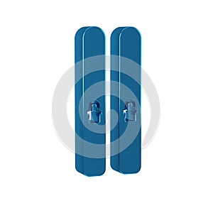 Blue Ski and sticks icon isolated on transparent background. Extreme sport. Skiing equipment. Winter sports icon.