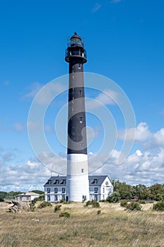 Blue skies and a big lighthouse in Estonia