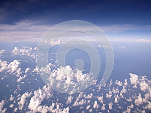 Blue skies and clouds aerial view