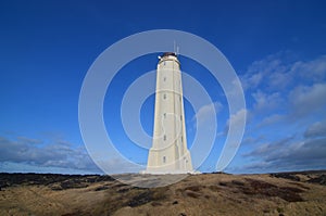 Blue Skies and Golden Fields Surround Malarrif Lighthouse