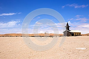 Blue skies over church