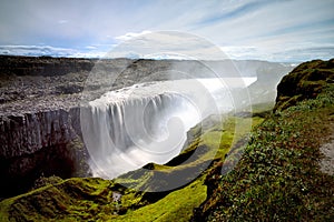 Blue skies over Dettifoss waterfall