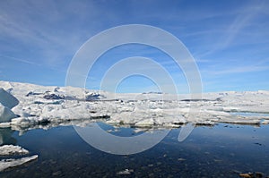 Blue Skies Over an Icey Landscape in Iceland