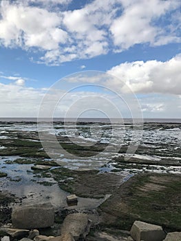 Blue Skies Over Kilve Beach , Somerset, England, UK